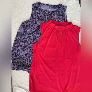 Womens Sleeveless Blouses Lot Of 2 Size Small Preppy Business Casual Colorful